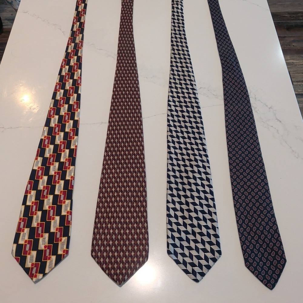 Lot Of 4 Robert Talbot For Nordstrom Silk Geometric Pattern Ties